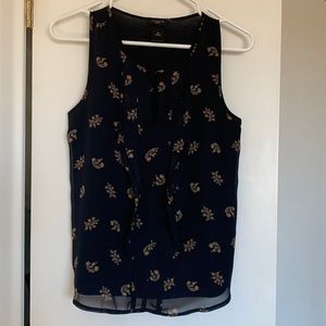 Ann Taylor Navy Patterned Blouse.  Like new!